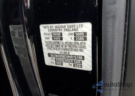 2009 Jaguar Xf Luxury z USA, uszkodzony, nr VIN SAJWA05B59HR15198